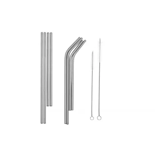 Westinghouse Trinkhalme aus Edelstahl, 10er-Set, 8 Trinkhalme, 2 Reinigungsbürsten, rostfreier Edelstahl, wiederverwendbar, umweltfreundlich, elegantes Design, spülmaschinenfest, silber