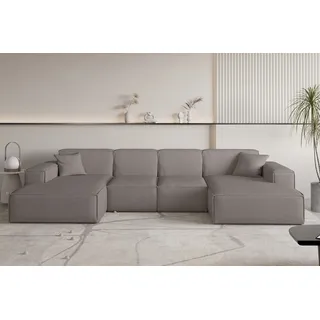 Wohnlandschaft Sofa U-Form CELES PREMIUM XS in Stoff Scala Taupe - Beige