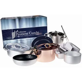 Agnelli - Promessi Cuochi 10-teiliges Set – verzinntes Kupfer und Edelstahl mit Holzbox