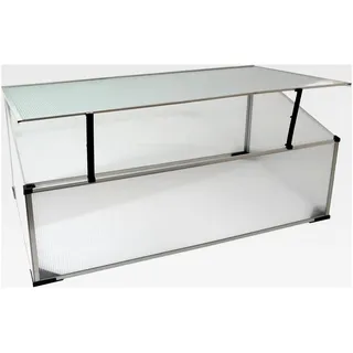 Frühbeetkasten mit Hohlkammerplatten und Aluminium-Rahmen, Hochbeet-Abdeckung mit arretierbarem Dach, Frühbeetaufsatz für Hochbeet 100 x 60 cm