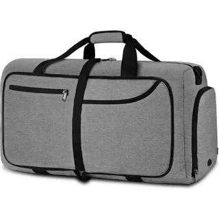 NEWHEY Große Faltbare Reisetasche 65L Weekender Sporttasche Herren Damen Schwarz - Schwarz