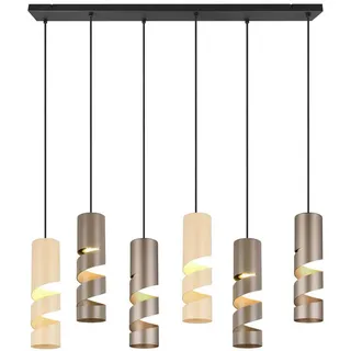 Trio Leuchten Pendelleuchte , Braun, Multicolor, Taupe, Beige , Metall , 14x150x100 cm , Lampen & Leuchten, Leuchtenserien