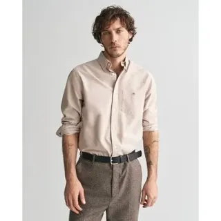 Gant für Herren. 3000200 Oxford-Hemd Regular Fit beige (L), Lässig, Baumwolle, Langarm