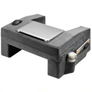 VEVOR Lesekissen Bettkissen (610 x 533 x 290 mm) mit waschbarem Stoff, Schoß-Schreibtischkissen mit 2 Taschen & Getränkehalter, Memory Foam-Bettauflage zum Fernsehen Lesen Spielen Grau