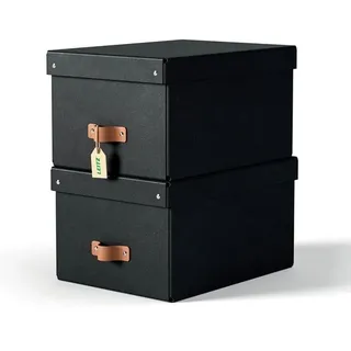 Leitz Puro Aufbewahrungsbox mit Deckel, mittel, 17L, 100% recycelter Karton, 2er-Pack, Schwartz