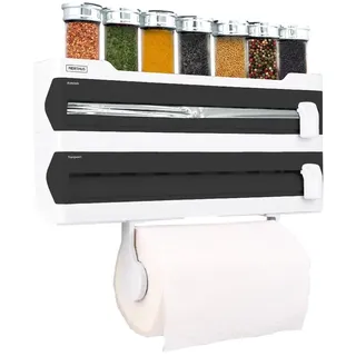 NERTHUS FIH 1256 Wand-Topfhalter, Dreifachspender, Spender aus Aluminium und Folie mit Schnitt, Gewürzregal