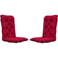 Ambientehome 2er Set Auflagen Sitzkissen Sitzpolster Hochlehner, 120x50x8 cm rot