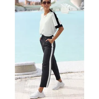 VIVANCE Schlupfhose mit sportlichen Kontraststreifen, schwarz-weiß