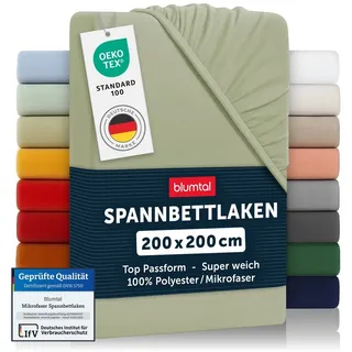Blumtal Spannbettlaken Mikrofaser 200 x 200 cm Olive-Grün 2 St.