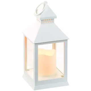 Lunartec LED Grablicht mit Timer: Laterne mit flackernder LED-Kerze und Timer, Batteriebetrieb, weiß (Grablicht mit Batterie und, Elektrische mit, Flamme)