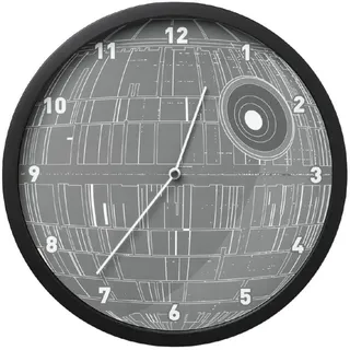Death Star Leuchtende Wanduhr im Dunkeln - Offiziell lizenziert Star Wars Beleuchtungsdekoration - Inklusive Wandaufkleber, Dekoration für Kinderzimmer, batteriebetrieben, Schwarz