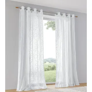 Kutti Vorhang »Jasmin Vorhang« Ösen 1 Stk. tlg. halbtransparent, leicht und luftig, bestickt weiß | Gr.: 145-x-135-cm