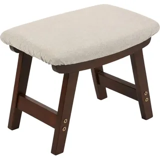 Relaxdays Fußhocker Leinen Buchenholz Beige Gepolstert Stabil