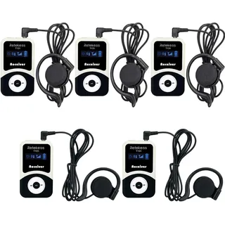 Retekess T131 Tour Guide System, Empfänger kompatibel mit T130 Wireless Audio Whisper Guide System, Tour Guide-Mikrofon für Fabriktouristen, Universität, Logistik, Meetings (5er-Pack)