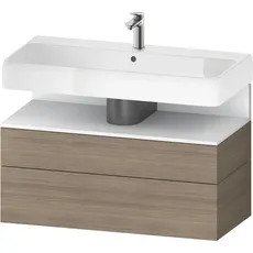 Duravit Qatego Waschtischunterbau, 1 Auszug und 1 Schublade, 990x470x590mm, Nische Weiß Matt, QA4395018, Farbe: Eiche Terra/mit Nischenbeleuchtung