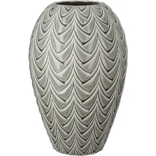 Gilde "Vase bauchig Lamello grün H. 31 cm", Vase, Lamello, Strukturvase, dekorativ, hochwertig, Tischdeko,