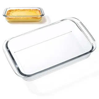 1L Auflaufform Glas Auflaufformen, Lasagne Auflaufform Rechteckige Glasbackform, Glasform, Große Glas-backform(26 x 4.5 x 15cm)