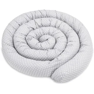 Totsy Baby Seitenschläferkissen Bettschlange Body Pillow 400 cm Baumwolle - Kopfkissen lang Bettrolle Schlafkissen Nackenrolle Kissen Oeko-Tex Tupfen auf Grau