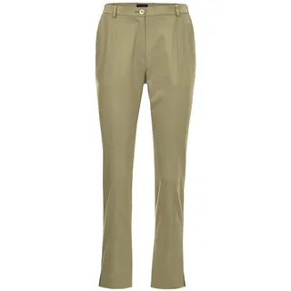 Stoffhose GOLDNER "Kurzgröße Sportive Hose Anna aus trageangenehmen Satin", Damen, Gr. 24, K-Gr, grün (schilf), Obermaterial: 64% Baumwolle CO. 33% Polyester PES. 3% Elasthan EL., normal, Hosen Stoffhose, Perfekt sitzende und anschmiegsame Passform