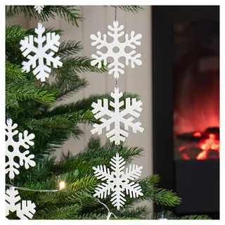 com-four® 8X Tannenbaumschmuck Set - Schneestern-Anhänger - Weihnachtsbaum-Hängedeko zum Dekorieren für den Weihnachtsbaum - Christbaumschmuck Schneeflocke - Eiskristalle (weiß - 08 Stück)