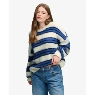 Superdry für Damen. W6110738A Gestreiftes Slouchy-Sweatshirt mit Anrauung in Blau (XS), Lässig, Stoff