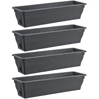 4x Blumenkasten Balkonkasten Pflanzkasten Wasserspeicher Anthrazit 80x24x17 cm