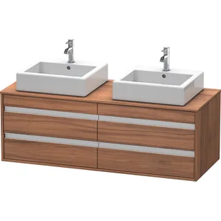 Duravit Ketho Konsolenwaschtischunterbau wandhängend, 1400x496x550 mm, 4 Schubkästen, für 2 Aufsatzbecken, beidseitig, KT6657B7979, Farbe: Nussbaum Natur Dekor