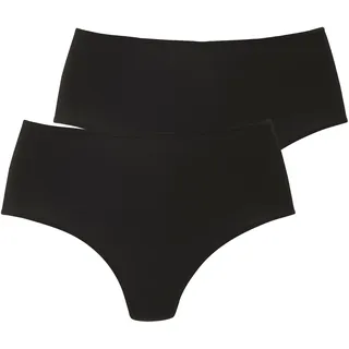 LASCANA High-Waist-String 2er-Pack, aus weicher und hoch elastischer Microfaser, schwarz