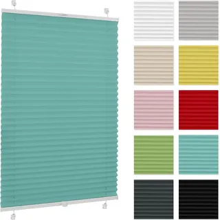 Plissee Estika ohne Bohren – 85 cm x 50 cm – Türkis – Einfache Montage mit Klemmen - Türkis