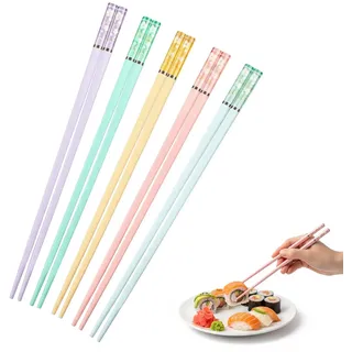 Chinesische Stäbchen 5 Paar Essstäbchen Spülmaschinenfest Rutschfest mit Elegantem Sakura Design für Sushi Asiatische Küche und Japanese Cuisine 24cm