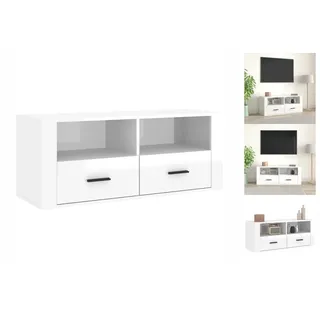 vidaXL TV-Schrank Hochglanz-Weiß 100x35x40 cm Holzwerkstoff