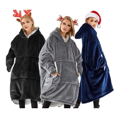 IvyH Übergroße Hoodie Decke,Superweiche und Warme Pullover Decke,Decke mit ärmeln und Kapuze Einheitsgröße für Erwachsene