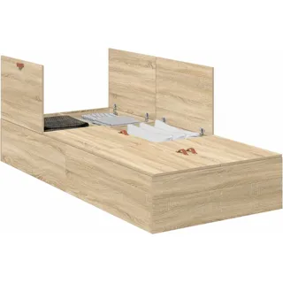 vidaXL Aufbewahrungsbettgestell Sonoma-Eiche 80 x 200 cm Holzwerkstoff - Braun