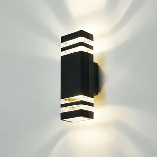 CELAVY LED Wandleuchte Wandlampe aussen außen, 4000K GU10 Außenlampe Aussenlampe Wand, IP65 Up Down Außenleuchte Aussenleuchte Hauswand, Außenwandleuchte Außenbeleuchtung Terrasse Haus, Schwarz