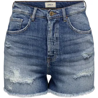 ONLY Damen ONLJENNA EX HW RAW DNM AZG111 Shorts, Medium Blue Denim, S