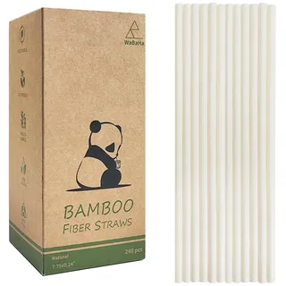 Biologisch Abbaubare Trinkhalme aus Bambusfaser, 240 Stück Kompostierbare Einweg Bambus Trinkhalme, 100% Natürliche Bambus Strohhalme Anstelle von Pla-stik und Papierstrohhalmen