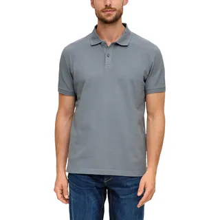 Poloshirt S.OLIVER, Herren, Gr. S, grau (mid grau), Jersey, Obermaterial: 100% Baumwolle, unifarben, regular fit hüftlang, Rundhals, Rippbündchen, Shirts Poloshirt, mit Logostickerei