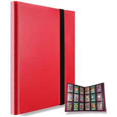 MUROAD Premium 9 Pocket Sammelalbum, Sammelkartenalben mit 360 Kartenkapazität, Kartenhalter für Pokemon, YuGiOh usw (Rot)