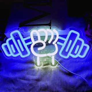 Fitnessstudio-Neonschild, Hantel-LED-Neonlicht für Heim-Fitnessstudio-Dekoration, dimmbare LED-Fitnessstudio-Lichter für Wanddekoration Wanddekoration für Männer und Frauen, Geschenk für Powerlifting