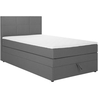 Welnova Boxspringbett , Anthrazit , Textil , H3 , 90x200 cm , gepolstertes Kopfteil, Stoffauswahl, in verschiedenen Größen erhältlich , Schlafzimmer, Betten, Boxspringbetten