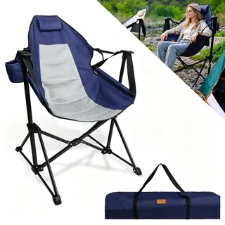 CCLIFE Schaukelstuhl Camping extra groß, Campingstuhl Schaukel Gartenstuhl Faltbar, klappstuhl Outdoor Regiestuhl Strandstuhl
