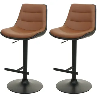 Mendler 2er-Set Barhocker höhenverstellbar drehbar Kunstleder  - Braun