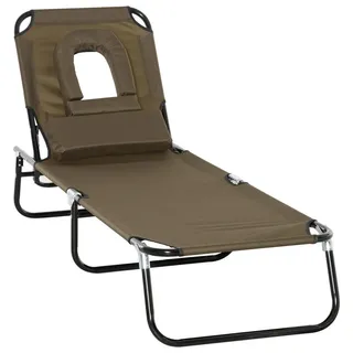 Outsunny Gartenliege , Braun , Metall, Textil , 56x28x190 cm , Gartenmöbel, Gartenliegen