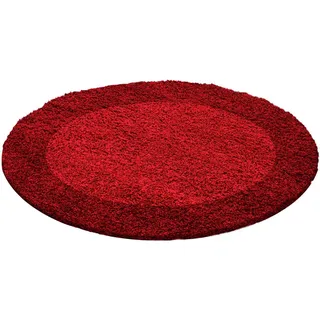 Novel Hochflorteppich , Rot, Hellrot , Textil , Bordüre , rund , Oeko-Tex® Standard 100 , für Fußbodenheizung geeignet, schmutzabweisend, für Hausstauballergiker geeignet, lichtunempfindlich, antistatisch, pflegeleicht, strapazierfähig, leicht zusammenrollbar , Teppiche und Böden, Teppiche, Hochflorteppiche & Shaggys