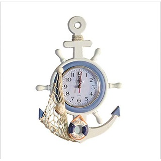 YOAI Maritime Holz Wanduhr Steuerrad Quarzuhr Anker Urlaub Meer Boot Schiff Shabby Wanddeko für Wohnzimmer Schlafzimmer Kinderzimmer (Type-3)