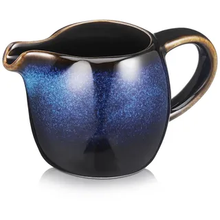 DOITOOL MilchkäNnchen Aus Keramik Blau - 250ml Porzellan SahnekäNnchen Mit Griff Und Spitzem Ausguss - Vintage Milchkanne Mikrowellengeeignet - Steingut soßEnkrug FüR Kaffee Barista Nachmittagstee