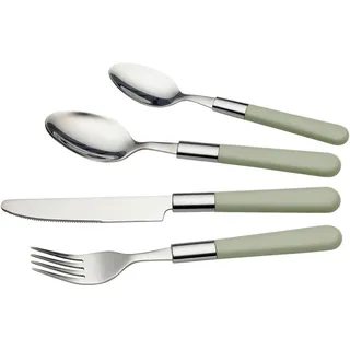 Echtwerk Besteckset , Grün , Metall , 16-teilig , rutschfester Griff, lebensmittelecht , Besteck, Besteck-Sets