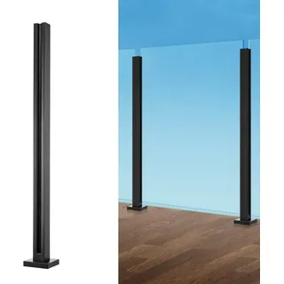 Glasklemme 37,4 Zoll - Geländerhalterung für 0,39-0,47 Zoll Glas - Schwarze Glasbefestigung - Schwarz