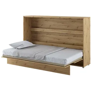 Furniture24 Schrankbett Bed Concept, Wandklappbett mit Lattenrost, V-Bett, Wandbett Bettschrank Schrank mit integriertem Klappbett Funktionsbett BC-05, 120 x 200 cm, Artisan Eiche, Horizontal - Hellbraun