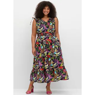 Maxikleid SHEEGO BY JOE BROWNS "Maxikleid", Damen, Gr. 50, Normalgrößen, blau, gemustert, 100% Baumwolle, geblümt, gemustert, lang, Kleider Maxikleid